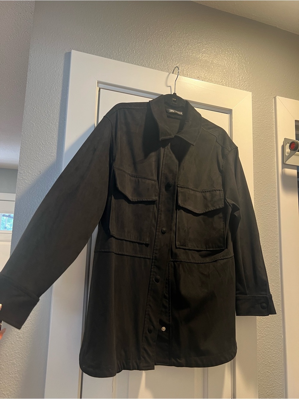 Zara Black Military Field Jacket with Utility Pockets - Picture 4 of 5